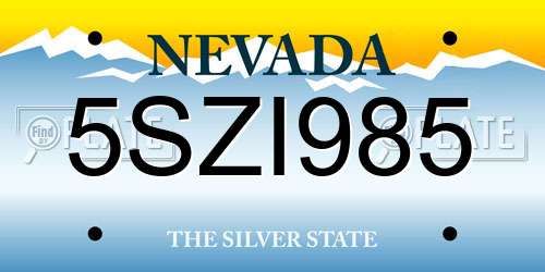 5SZI985 Nevada License Plate