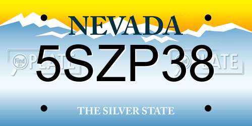 5SZP38 Nevada License Plate