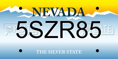 5SZR85 Nevada License Plate