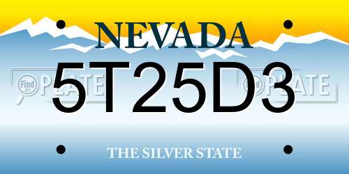 5T25D3 Nevada License Plate