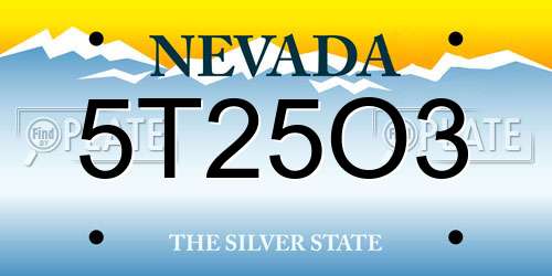 5T25O3 Nevada License Plate