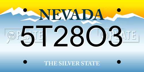 5T28O3 Nevada License Plate