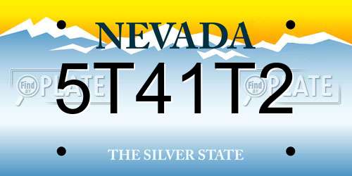 5T41T2 Nevada License Plate