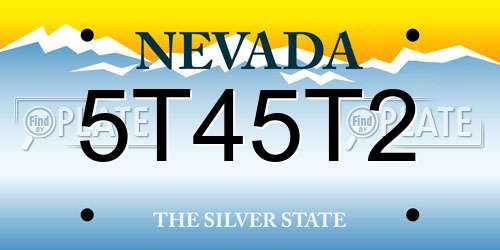 5T45T2 Nevada License Plate