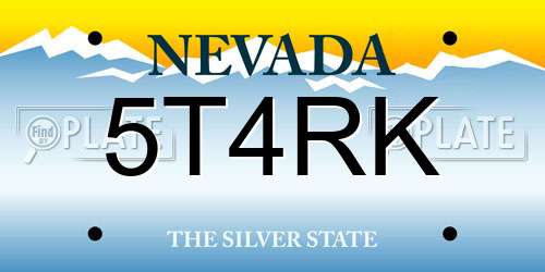 5T4RK Nevada License Plate
