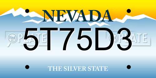 5T75D3 Nevada License Plate