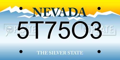 5T75O3 Nevada License Plate