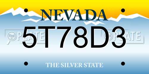 5T78D3 Nevada License Plate