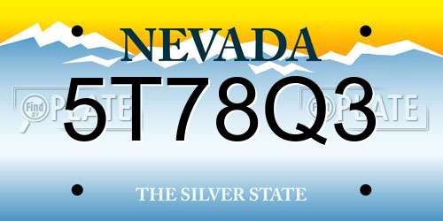 5T78Q3 Nevada License Plate