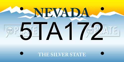 5TA172 Nevada License Plate