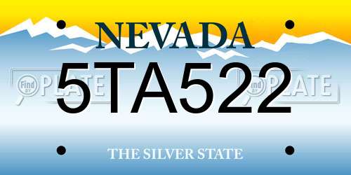 5TA522 Nevada License Plate