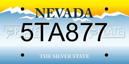 5TA877 Nevada License Plate