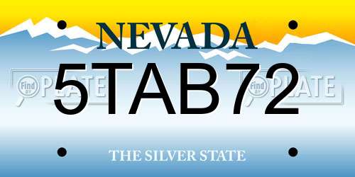 5TAB72 Nevada License Plate