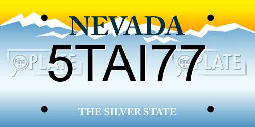 5TAI77 Nevada License Plate