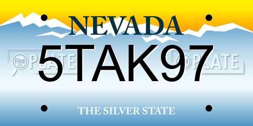 5TAK97 Nevada License Plate