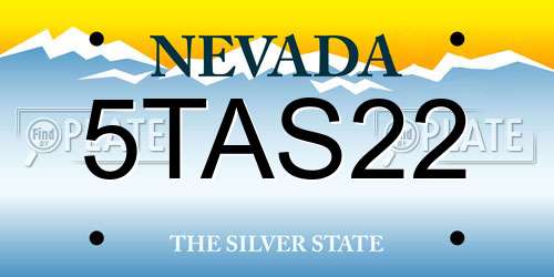 5TAS22 Nevada License Plate