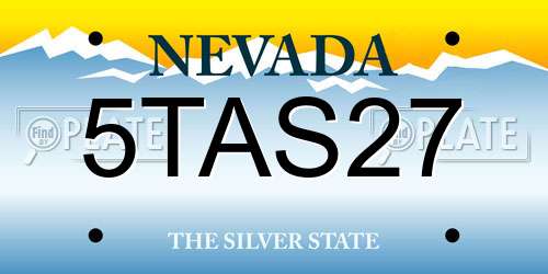 5TAS27 Nevada License Plate