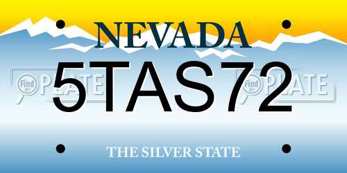 5TAS72 Nevada License Plate