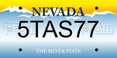 5TAS77 Nevada License Plate