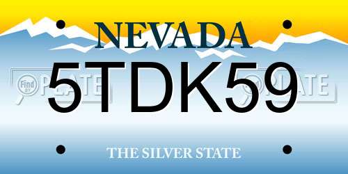 5TDK59 Nevada License Plate