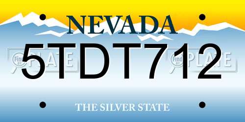 5TDT712 Nevada License Plate