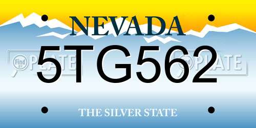 5TG562 Nevada License Plate