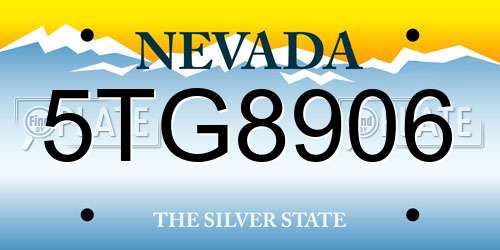 5TG8906 Nevada License Plate