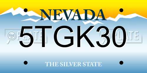 5TGK30 Nevada License Plate