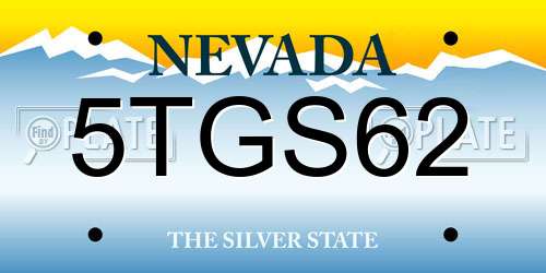 5TGS62 Nevada License Plate