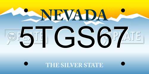 5TGS67 Nevada License Plate