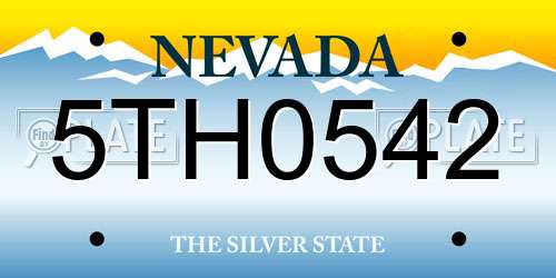 5TH0542 Nevada License Plate