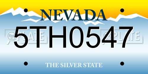5TH0547 Nevada License Plate