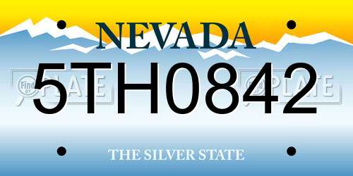 5TH0842 Nevada License Plate
