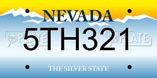 5TH321 Nevada License Plate