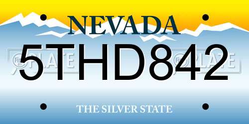 5THD842 Nevada License Plate