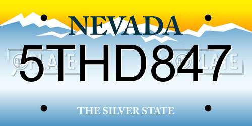 5THD847 Nevada License Plate