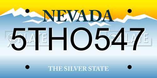 5THO547 Nevada License Plate