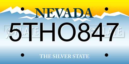 5THO847 Nevada License Plate