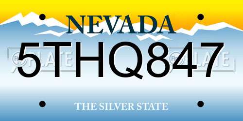 5THQ847 Nevada License Plate