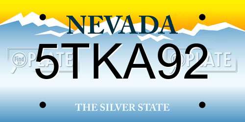 5TKA92 Nevada License Plate