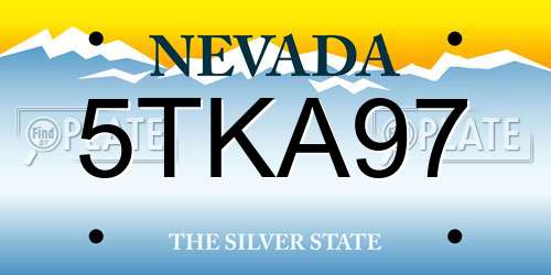 5TKA97 Nevada License Plate
