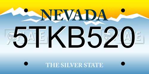 5TKB520 Nevada License Plate