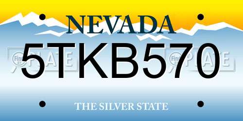 5TKB570 Nevada License Plate