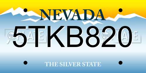 5TKB820 Nevada License Plate