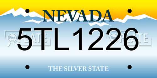 5TL1226 Nevada License Plate