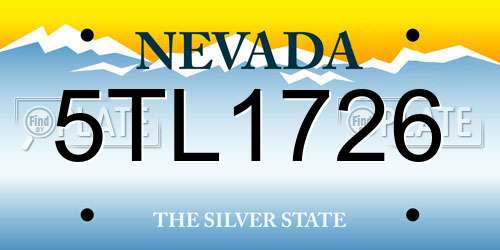5TL1726 Nevada License Plate