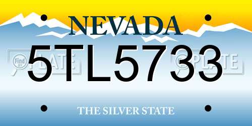 5TL5733 Nevada License Plate