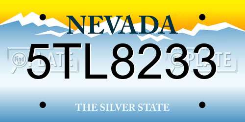 5TL8233 Nevada License Plate