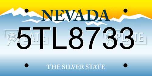 5TL8733 Nevada License Plate