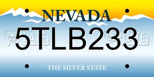 5TLB233 Nevada License Plate